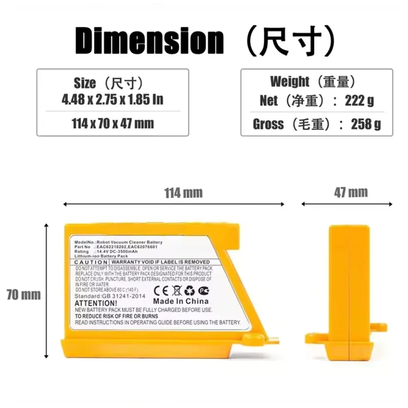Vacuum Battery for LG VR6260LV - 4S Lipo Battery 14.8V 6000Mah 评论和价格