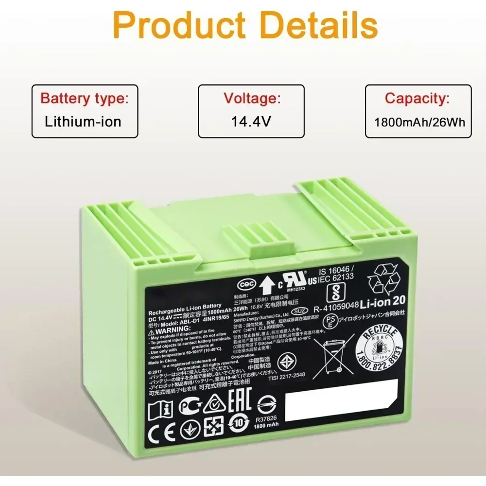 For iRobot Roomba i7 Rechargea - 4S Lipo Battery 14.8V 6000Mah 评论和价格